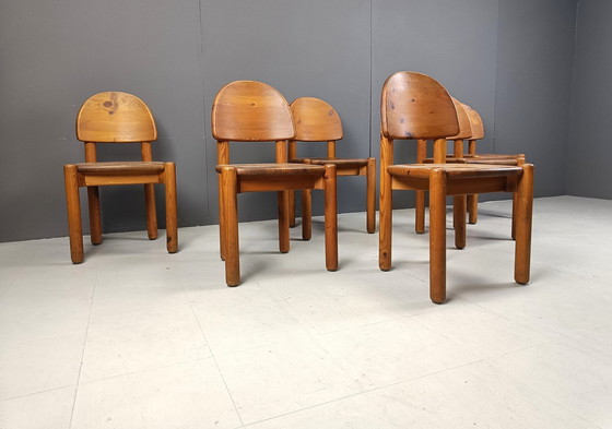 Image 1 of Chaises de salle à manger en pin - 1980S - Lot de 6