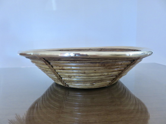 Image 1 of Grande Corbeille Ronde, Gabriella Crespi, Rotin, Laiton, 1960-1970