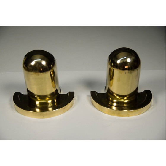 Image 1 of Paire d'appliques cubistes vintage en laiton par Josef Gočár, 1920.