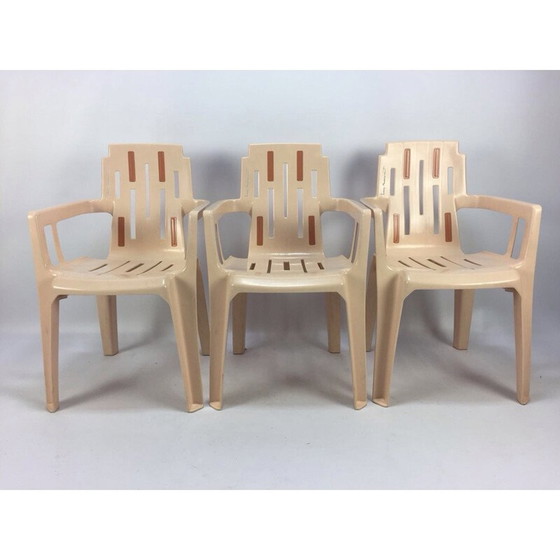 Image 1 of Ensemble vintage de 3 chaises de jardin Boston par Pierre Paulin pour Herny Massonnet Timbre - 1980
