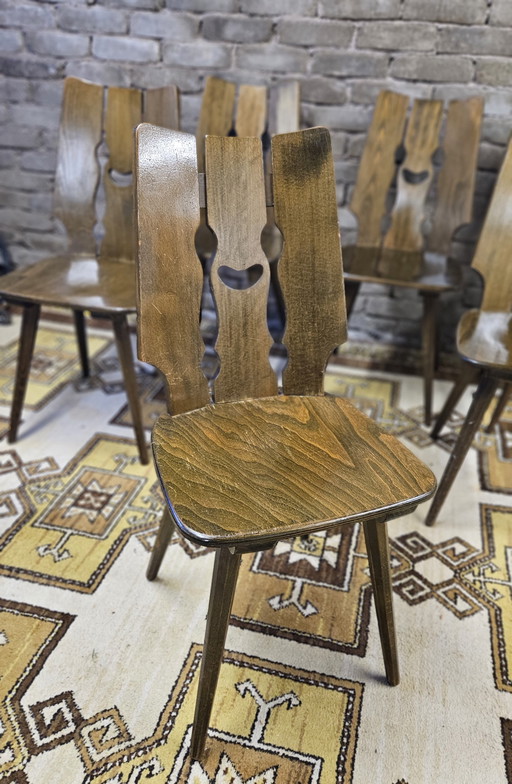 Set De 6 Chaises Bistrots Année 1970 Vintage 