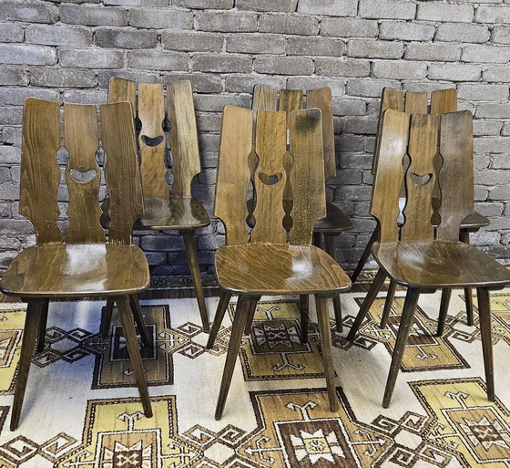 Image 1 of Set De 6 Chaises Bistrots Année 1970 Vintage 