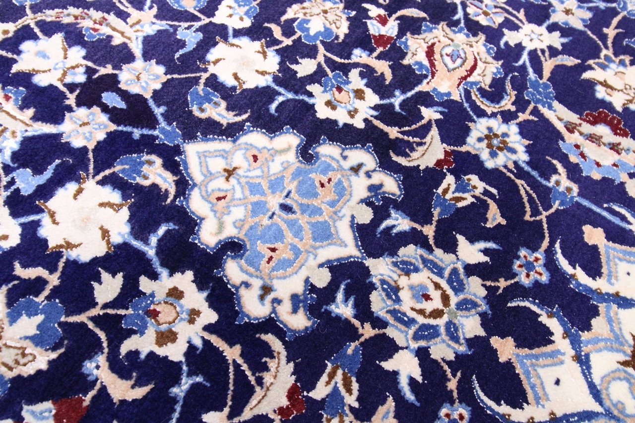 Tapis Persan Nain 9la Fait Main - Laine 100% - Bleu Nuit 173x102 Cm - Oriental