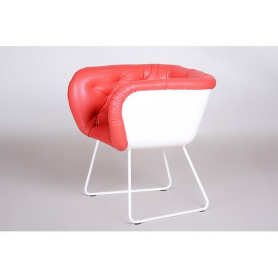 Image 1 of Fauteuil vintage rouge et blanc, 1960