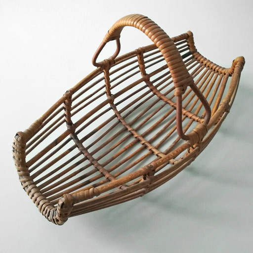 Porte-revues vintage en rotin - Italie 1960