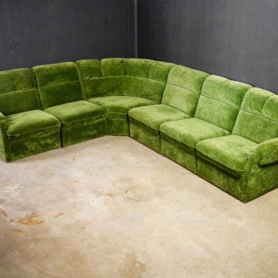 Image 1 of Canapé d'angle modulaire vintage vert mousse