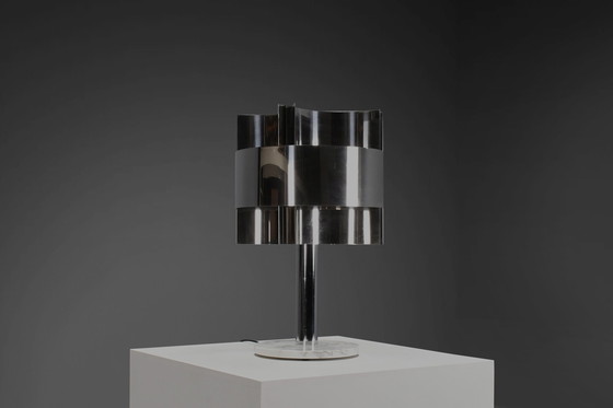 Image 1 of Grande lampe de table en chrome et marbre par Pierre Cardin, France 1970S