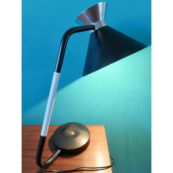Image 1 of Lampe de bureau vintage chromée et laquée noire