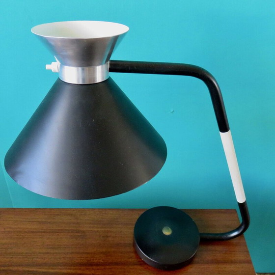 Image 1 of Lampe de bureau vintage chromée et laquée noire