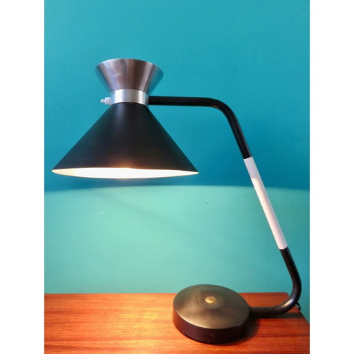 Lampe de bureau vintage chromée et laquée noire