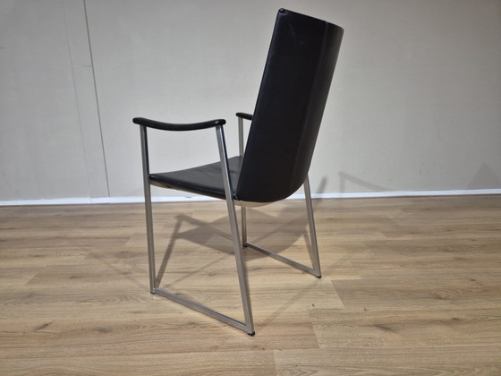 Image 1 of 6x KFF Tibed Chaises de salle à manger à patins - Noir - Cuir - Design