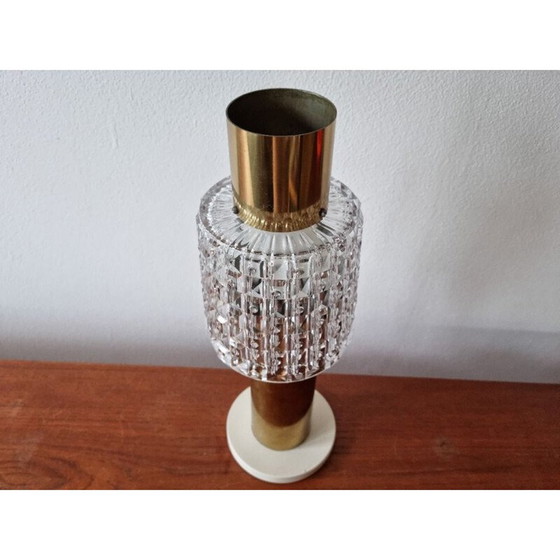 Image 1 of Lampe de table vintage en verre et laiton, Allemagne 1970