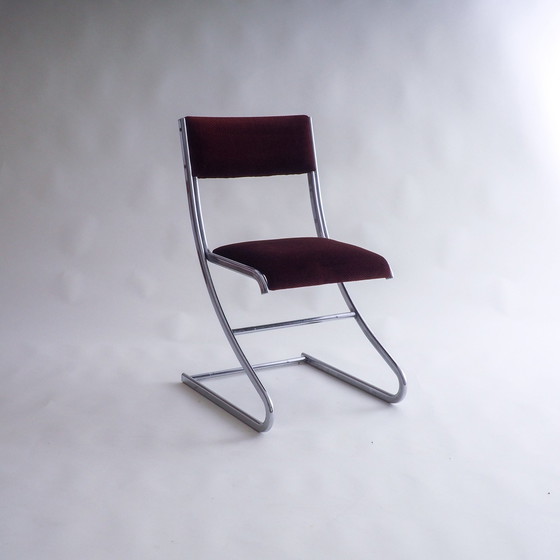 Image 1 of Chaise de salle à manger en chrome tubulaire