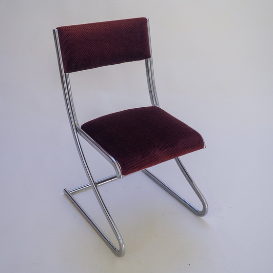 Image 1 of Chaise de salle à manger en chrome tubulaire