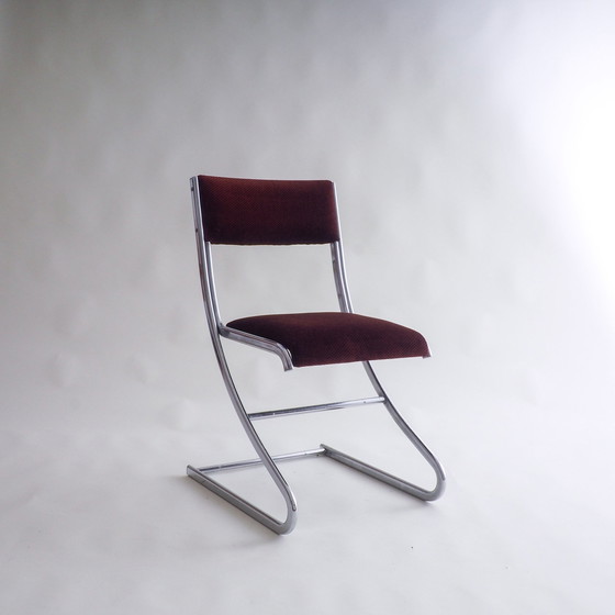 Image 1 of Chaise de salle à manger en chrome tubulaire
