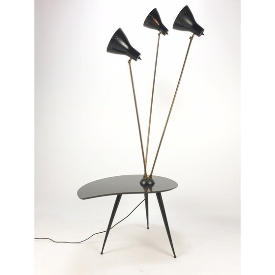 Image 1 of Table d'appoint vintage avec 3 scones lumineux réglables, Italie 1960