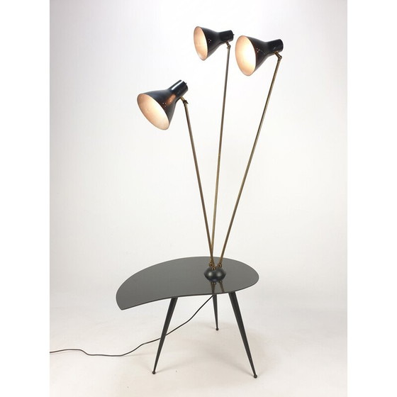 Image 1 of Table d'appoint vintage avec 3 scones lumineux réglables, Italie 1960
