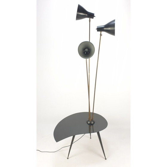 Image 1 of Table d'appoint vintage avec 3 scones lumineux réglables, Italie 1960