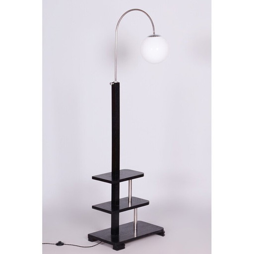 Lampadaire vintage Art Déco en bois de chêne, Tchécoslovaquie, années 1930