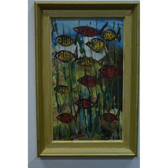 Image 1 of Composition abstraite vintage suédoise par Louis Zelig, années 1960