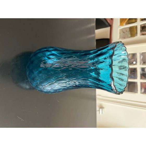 Image 1 of Vase vintage en verre bleu, 1960