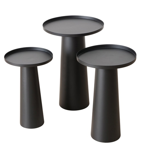 3 tables d'appoint coniques noires