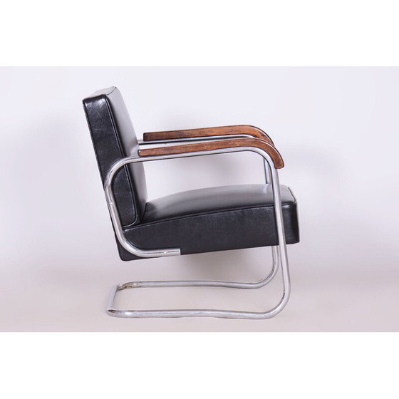 Image 1 of Paire de fauteuils Bauhaus en hêtre et acier chromé, Tchécoslovaquie 1930