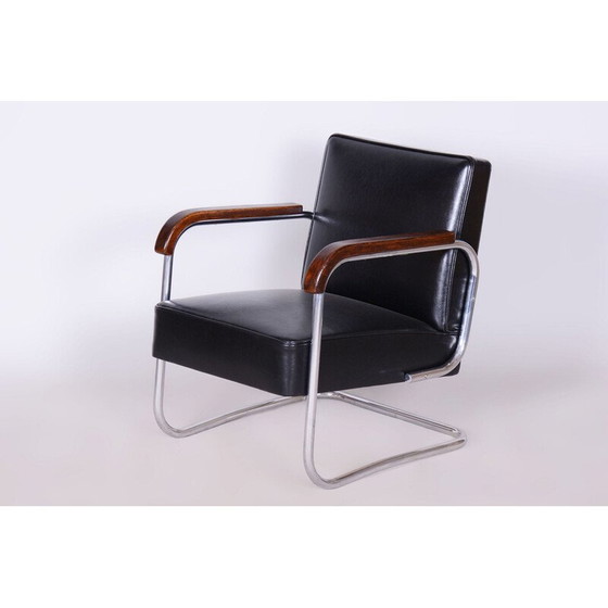 Image 1 of Paire de fauteuils Bauhaus en hêtre et acier chromé, Tchécoslovaquie 1930