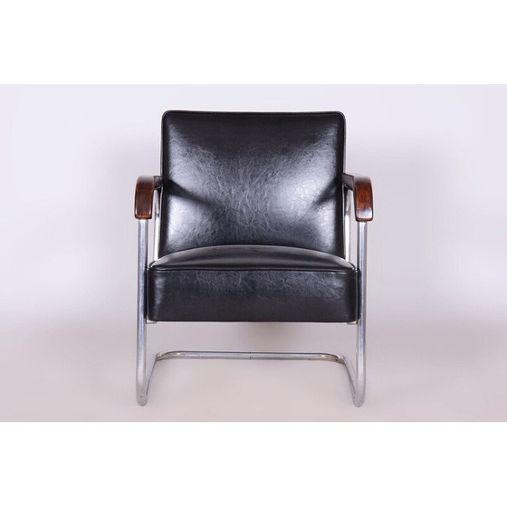 Image 1 of Paire de fauteuils Bauhaus en hêtre et acier chromé, Tchécoslovaquie 1930