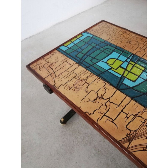 Image 1 of Table basse vintage en cuivre polychrome, Italie 1950
