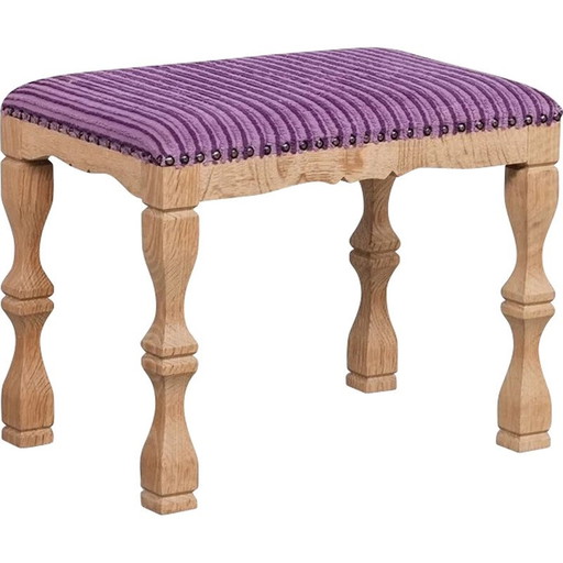 Tabouret vintage en chêne et tissu, Danemark 1960