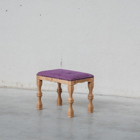 Image 1 of Tabouret vintage en chêne et tissu, Danemark 1960