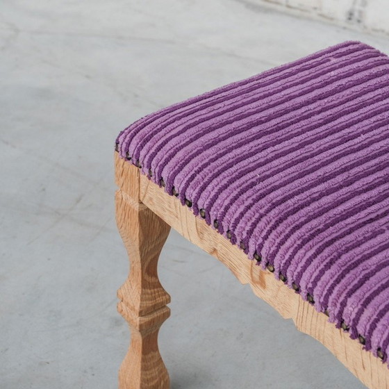 Image 1 of Tabouret vintage en chêne et tissu, Danemark 1960