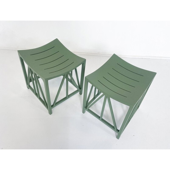 Image 1 of Tabouret vert vintage modèle Toutankhamon