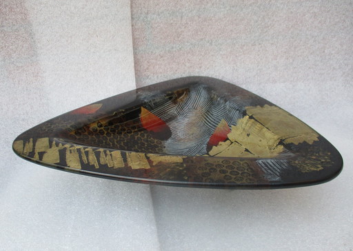 Bol décoratif triangulaire coloré en verre de L'Arte Del Vetro.