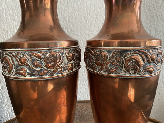 Image 1 of 2x Vases en cuivre Amphore