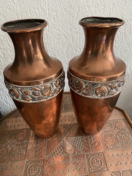 Image 1 of 2x Vases en cuivre Amphore