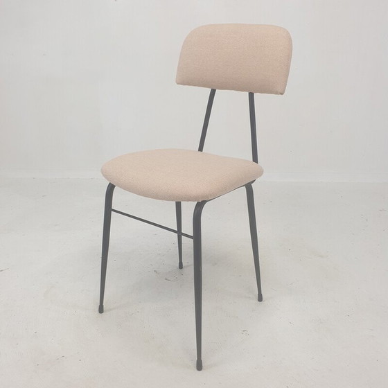Image 1 of Ensemble de 4 chaises de salle à manger italiennes vintage en acier laqué noir, années 1960