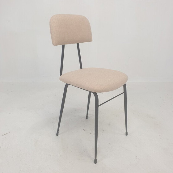 Image 1 of Ensemble de 4 chaises de salle à manger italiennes vintage en acier laqué noir, années 1960