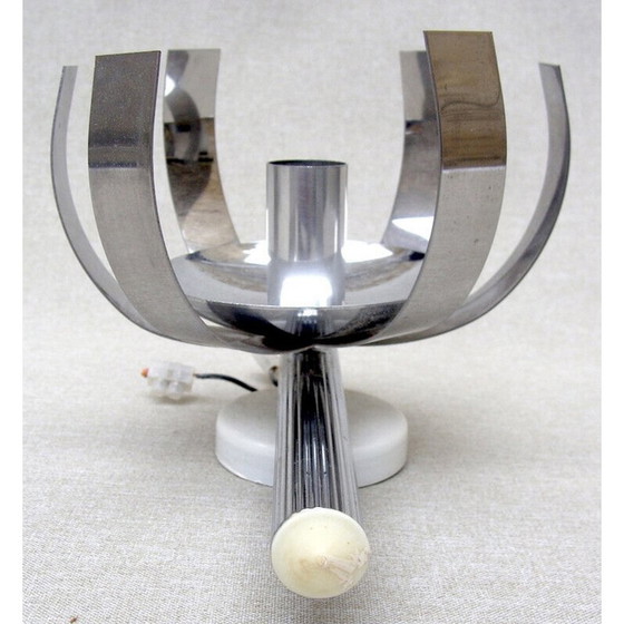 Image 1 of Paire d'appliques vintage "fleur de lumière" en aluminium chromé par Jocelyne Trocmé, 1970
