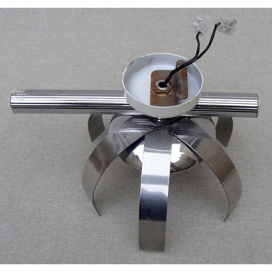 Image 1 of Paire d'appliques vintage "fleur de lumière" en aluminium chromé par Jocelyne Trocmé, 1970
