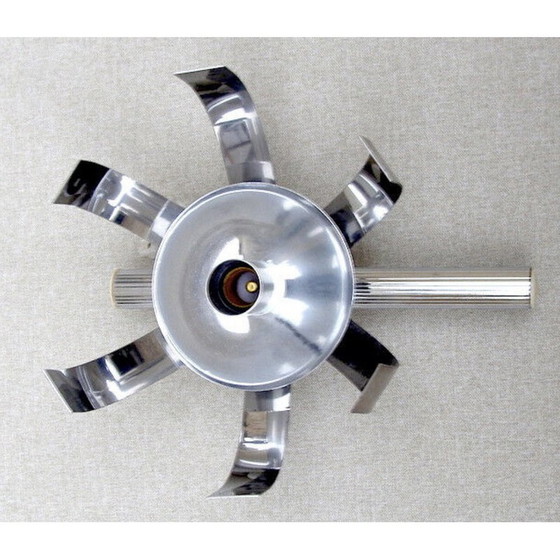 Image 1 of Paire d'appliques vintage "fleur de lumière" en aluminium chromé par Jocelyne Trocmé, 1970
