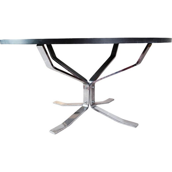 Image 1 of Table basse ronde vintage avec plateau en ardoise noire par Sigurd Ressell Falcon