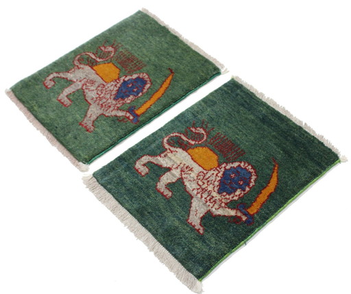 2 X Tapis persan original noué à la main Gabbeh 60 X 40 cm Nouveau tapis