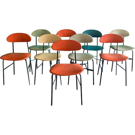 Image 1 of Chaises vintage en cuir et métal, Italie