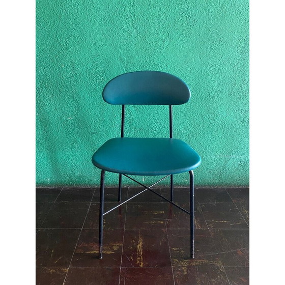 Image 1 of Chaises vintage en cuir et métal, Italie