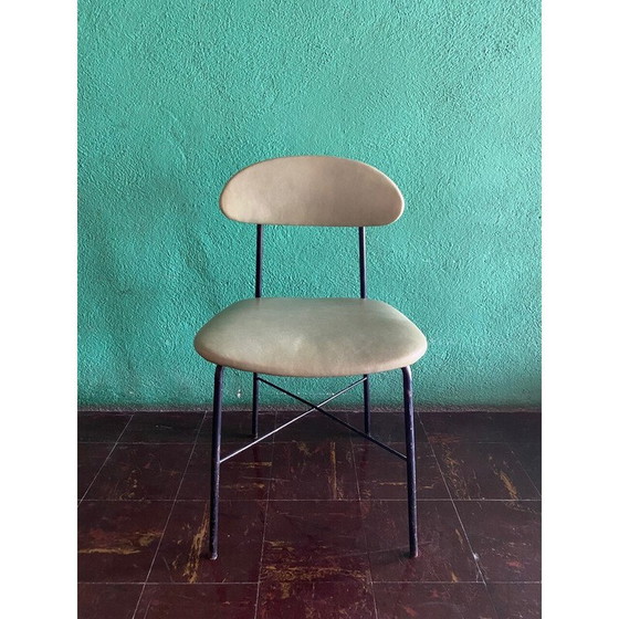 Image 1 of Chaises vintage en cuir et métal, Italie