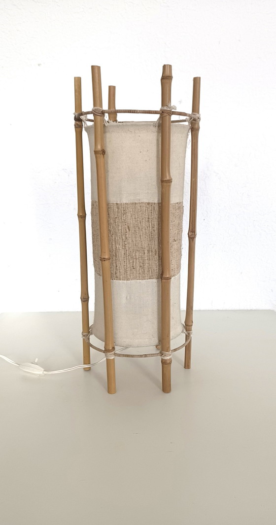 Image 1 of Lampe de table Sixties avec bambou