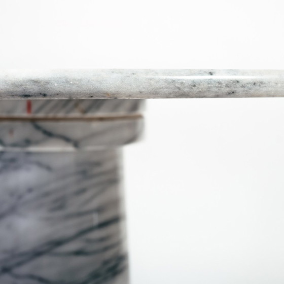 Image 1 of Wit Marmer Tafel Rond, Angelo Mangiarotti, Italie 1979