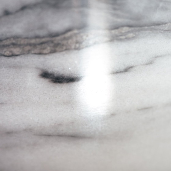 Image 1 of Wit Marmer Tafel Rond, Angelo Mangiarotti, Italie 1979